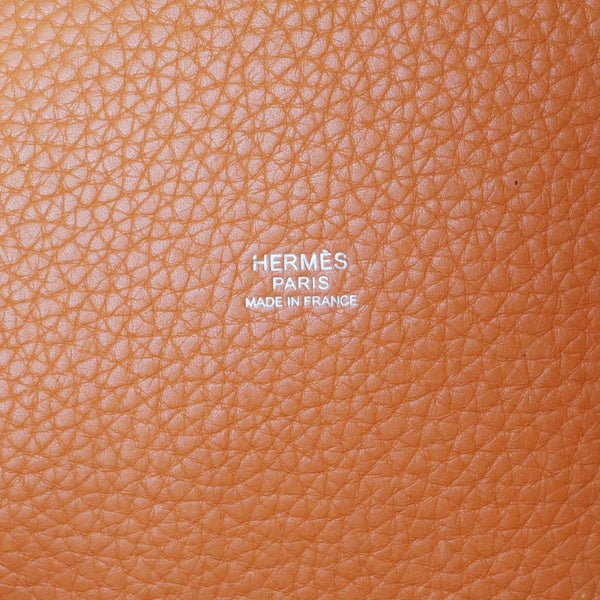 HERMES Picotin Lock 22 MM Taurillon Clemence Leather Hobo Bag Orange