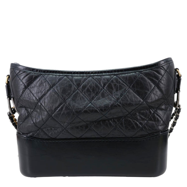 CHANEL Gabrielle Medium Quilted Aged Calfskin Leather Hobo Bag Black