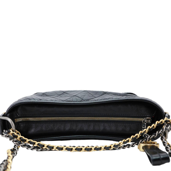 CHANEL Gabrielle Medium Quilted Aged Calfskin Leather Hobo Bag Black