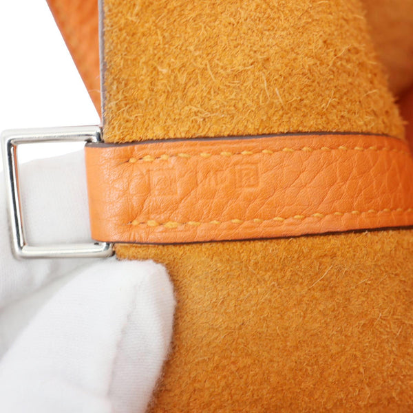 HERMES Picotin Lock 22 MM Taurillon Clemence Leather Hobo Bag Orange