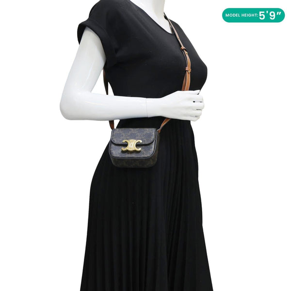 CELINE Triomphe Mini Canvas Shoulder Bag Brown