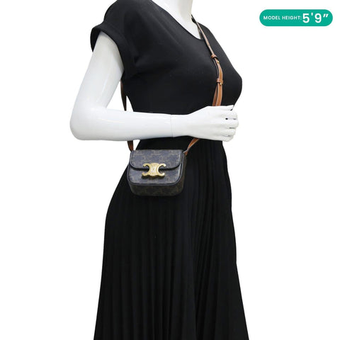 CELINE Triomphe Mini Canvas Shoulder Bag Brown