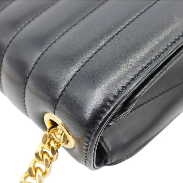 YVES SAINT LAURENT Vicky Medium Vertical Quilted Leather Chain Crossbody Bag Black