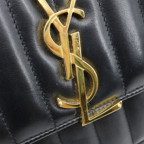 YVES SAINT LAURENT Vicky Medium Vertical Quilted Leather Chain Crossbody Bag Black