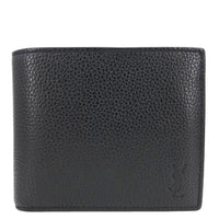 YVES SAINT LAURENT Cassandre Grained Leather Bifold Wallet Black