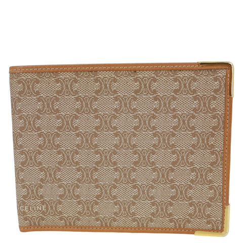 CELINE Vintage Macadam Canvas Bifold Wallet Beige