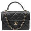 CHANEL Retro Twist Mini Quilted Caviar Leather Top Handle Shoulder Bag Black