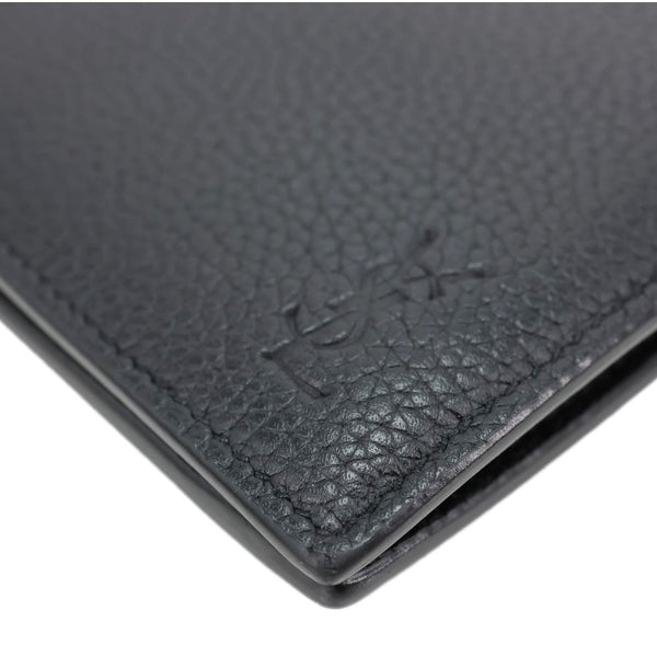 YVES SAINT LAURENT Cassandre Grained Leather Bifold Wallet Black