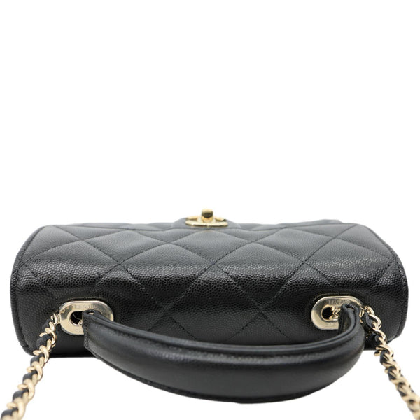 CHANEL Retro Twist Mini Quilted Caviar Leather Top Handle Shoulder Bag Black