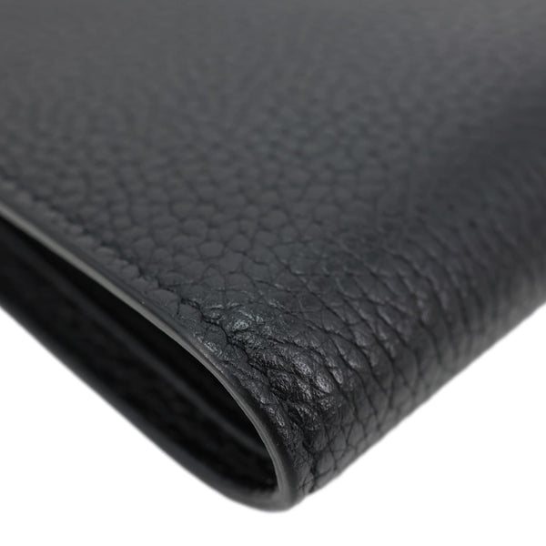 YVES SAINT LAURENT Cassandre Grained Leather Bifold Wallet Black