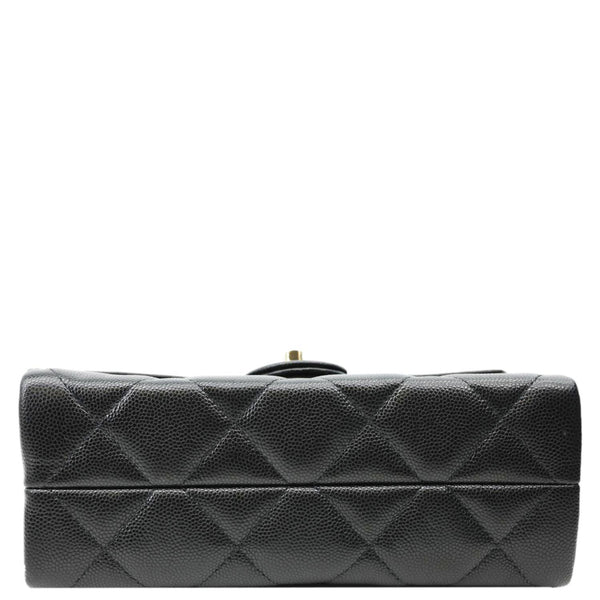 CHANEL Retro Twist Mini Quilted Caviar Leather Top Handle Shoulder Bag Black