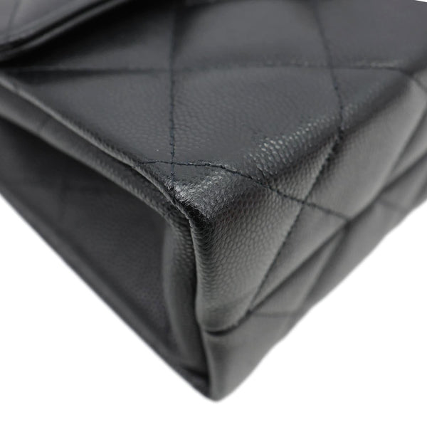 CHANEL Retro Twist Mini Quilted Caviar Leather Top Handle Shoulder Bag Black