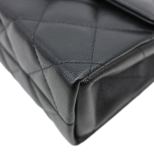 CHANEL Retro Twist Mini Quilted Caviar Leather Top Handle Shoulder Bag Black