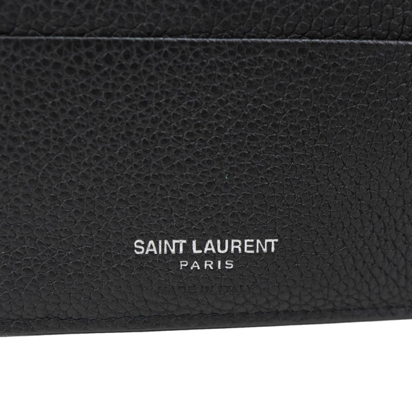 YVES SAINT LAURENT Cassandre Grained Leather Bifold Wallet Black