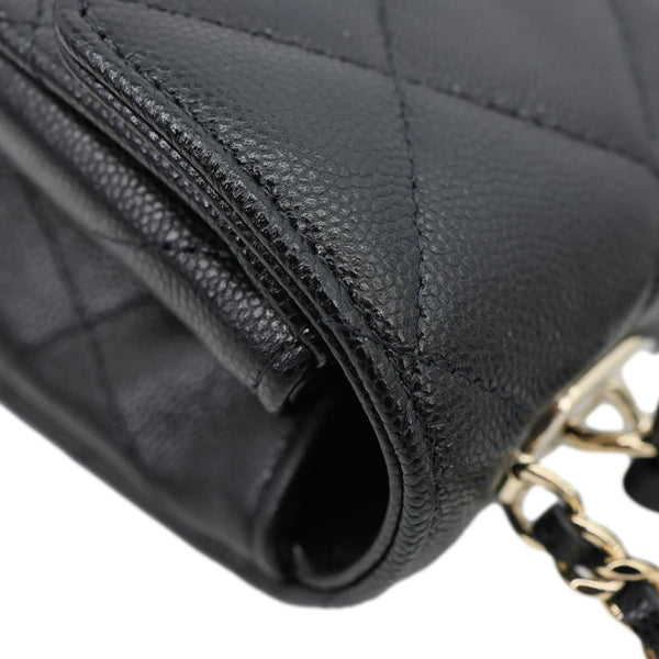 CHANEL Retro Twist Mini Quilted Caviar Leather Top Handle Shoulder Bag Black