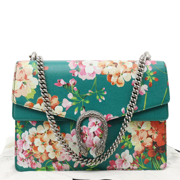 GUCCI Dionysus Medium Blooms Print Leather Shoulder Bag Green 400235
