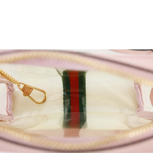 GUCCI Ophidia Mini GG Web Transparent PVC Shoulder Bag Pink 517350
