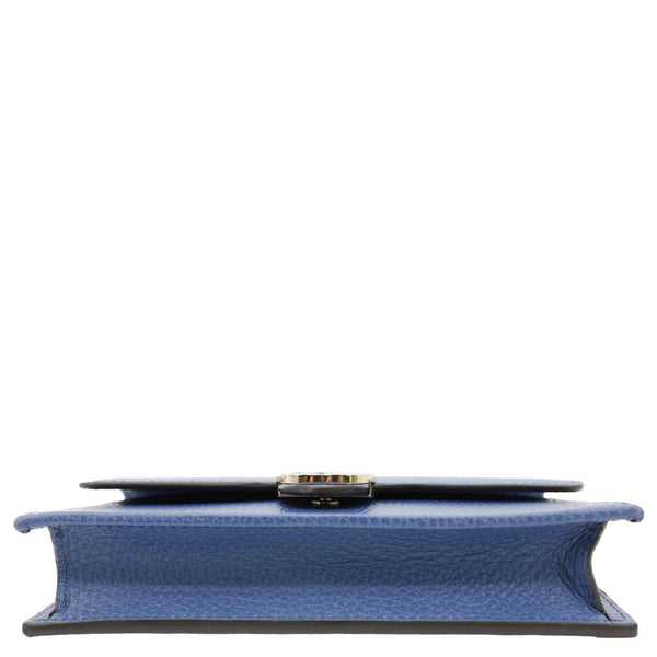 GUCCI Dollar Interlocking G Calfskin Leather Chain Wallet Crossbody Bag Blue 510314