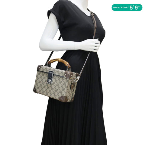 GUCCI Globe Trotter GG Supreme Canvas Shoulder Bag Beige