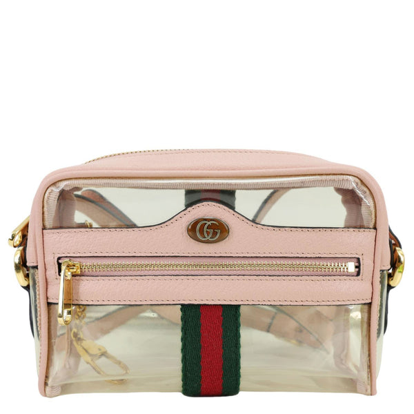 GUCCI Ophidia Mini GG Web Transparent PVC Shoulder Bag Pink 517350