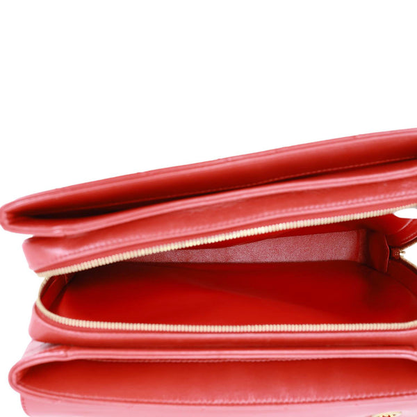 CHANEL Envelope Flap Lambskin Chevron Stitched Leather Crossbody Bag Red