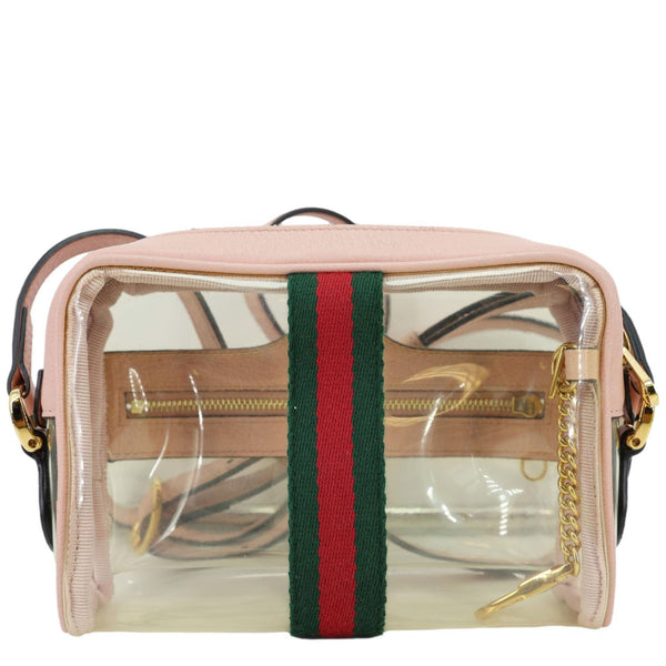 GUCCI Ophidia Mini GG Web Transparent PVC Shoulder Bag Pink 517350