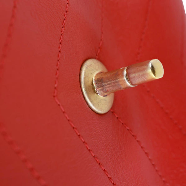 CHANEL Envelope Flap Lambskin Chevron Stitched Leather Crossbody Bag Red