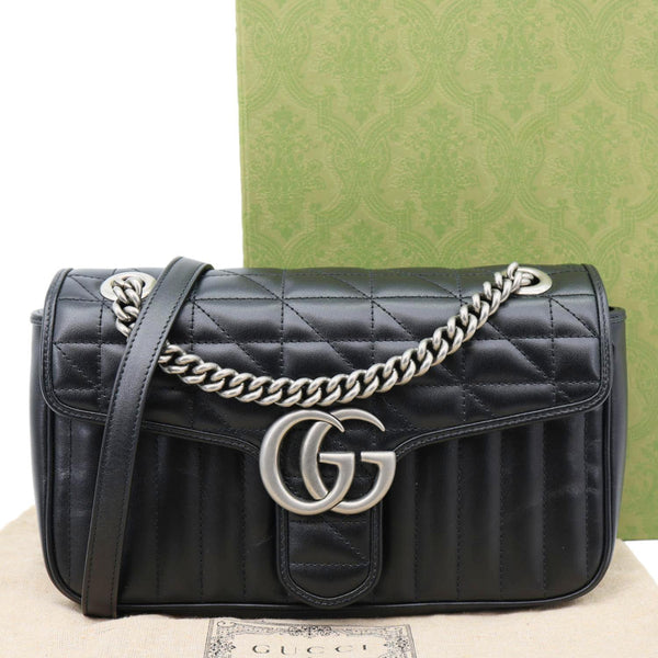GUCCI GG Marmont Small Matelasse Leather Crossbody Bag Black 443497