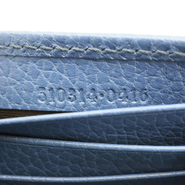 GUCCI Dollar Interlocking G Calfskin Leather Chain Wallet Crossbody Bag Blue 510314