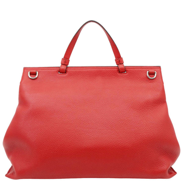 GUCCI Bamboo Daily Large Leather Top Handle Shoulder Bag Red 370830