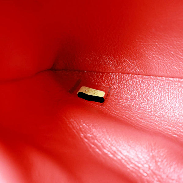 CHANEL Envelope Flap Lambskin Chevron Stitched Leather Crossbody Bag Red