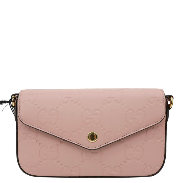 GUCCI Super Mini GG Embossed Leather Shoulder Bag Pink 772794