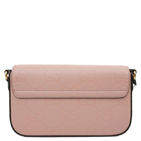 GUCCI Super Mini GG Embossed Leather Shoulder Bag Pink 772794