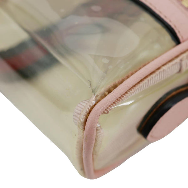 GUCCI Ophidia Mini GG Web Transparent PVC Shoulder Bag Pink 517350