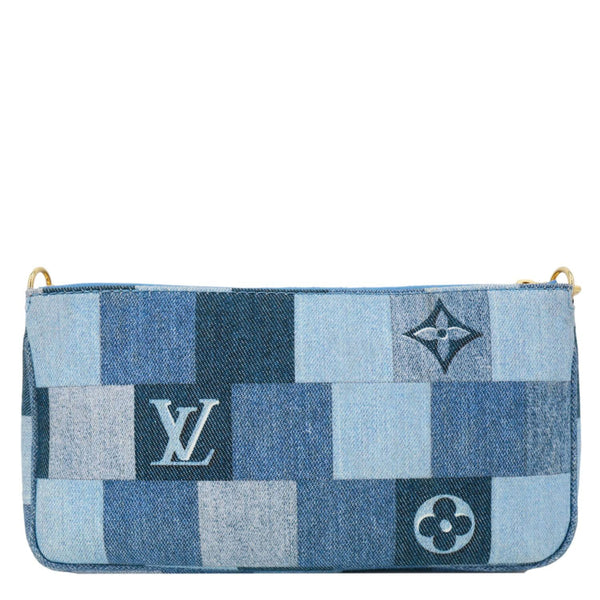 LOUIS VUITTON Multi Pochette Accessories Patchwork Monogram Denim Crossbody Bag Blue