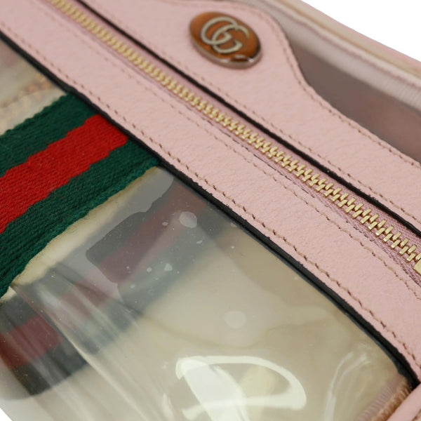 GUCCI Ophidia Mini GG Web Transparent PVC Shoulder Bag Pink 517350