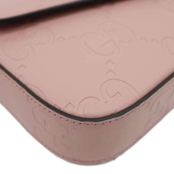 GUCCI Super Mini GG Embossed Leather Shoulder Bag Pink 772794