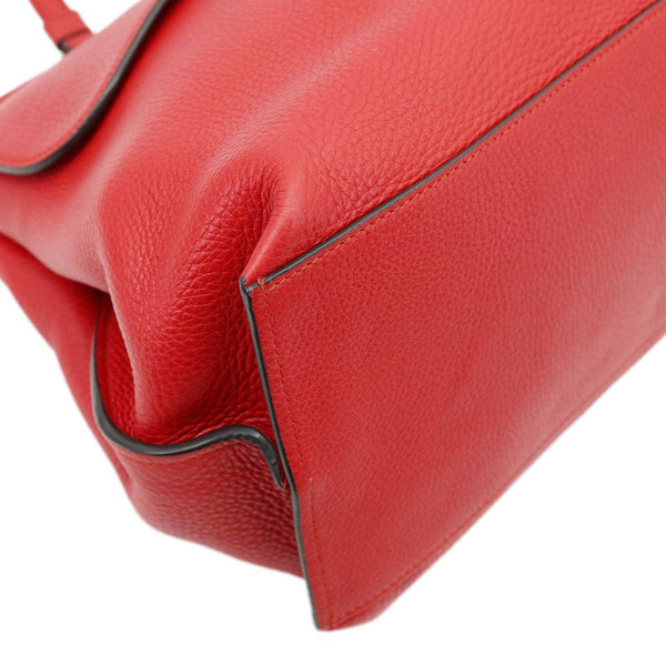 GUCCI Bamboo Daily Large Leather Top Handle Shoulder Bag Red 370830