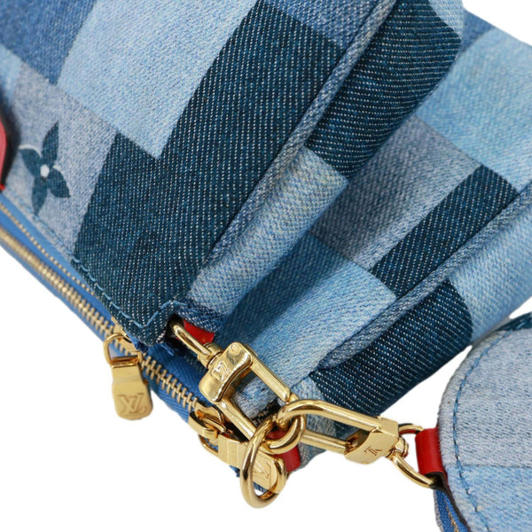 LOUIS VUITTON Multi Pochette Accessories Patchwork Monogram Denim Crossbody Bag Blue