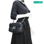 GUCCI GG Marmont Small Matelasse Leather Crossbody Bag Black 443497