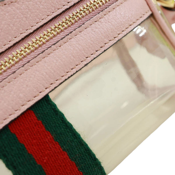 GUCCI Ophidia Mini GG Web Transparent PVC Shoulder Bag Pink 517350