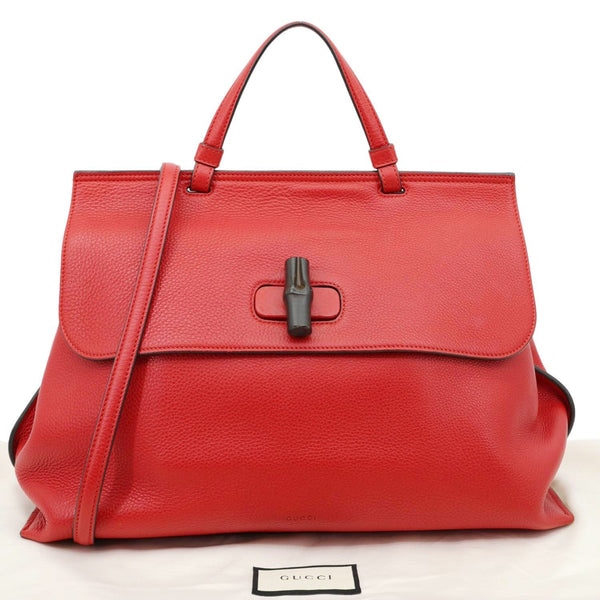 GUCCI Bamboo Daily Large Leather Top Handle Shoulder Bag Red 370830