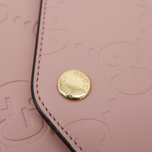 GUCCI Super Mini GG Embossed Leather Shoulder Bag Pink 772794