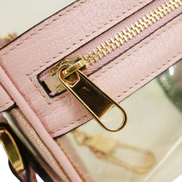GUCCI Ophidia Mini GG Web Transparent PVC Shoulder Bag Pink 517350