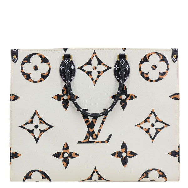 LOUIS VUITTON Onthego Jungle GM Giant Monogram Canvas Tote Shoulder Bag White