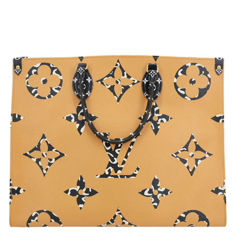 LOUIS VUITTON Onthego Jungle GM Giant Monogram Canvas Tote Shoulder Bag White