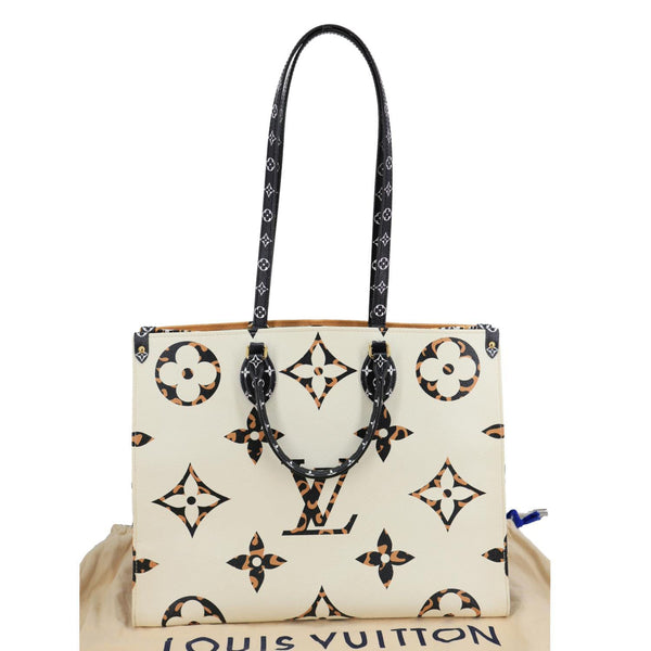 LOUIS VUITTON Onthego Jungle GM Giant Monogram Canvas Tote Shoulder Bag White