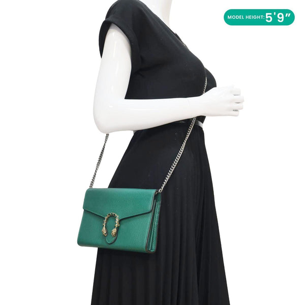 GUCCI Dionysus Crystal Mini Dollar Calfskin Leather Crossbody Bag Green 401231