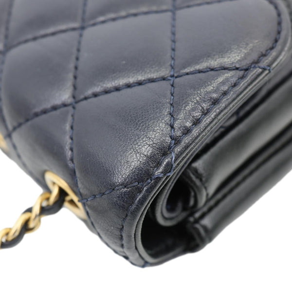 CHANEL CC Chic Double Flap Quilted Lambskin Leather Shoulder Bag Navy Blue