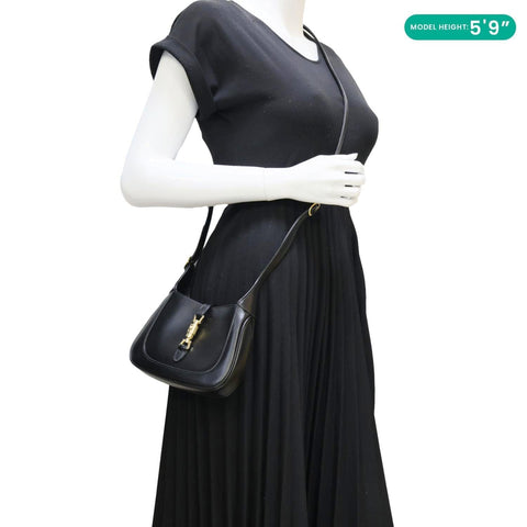 GUCCI Jackie Mini 1961 Leather Shoulder Bag Black 637091